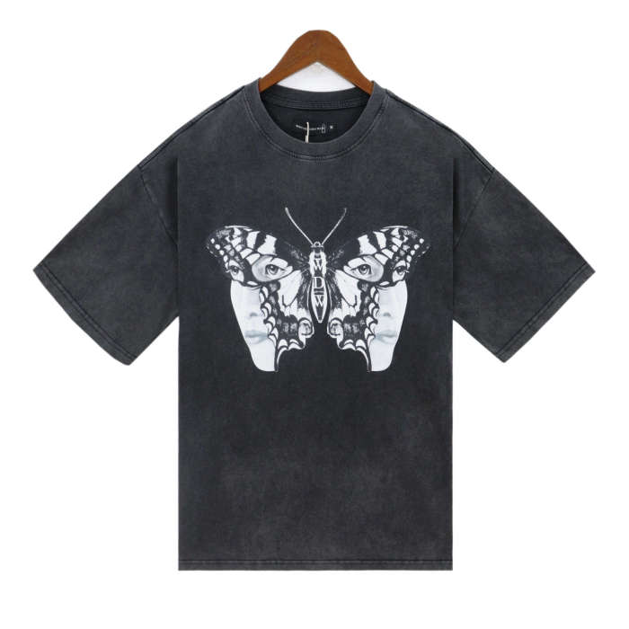 Face Butterfly Back Colorful Letter Print tee