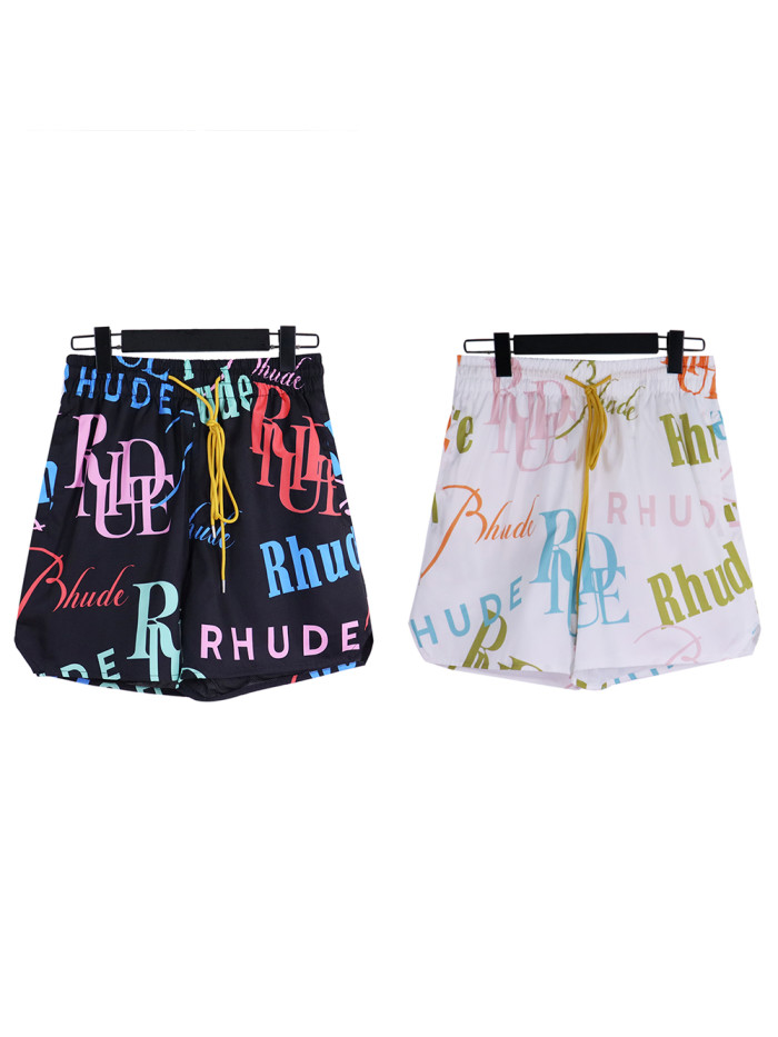 Printed all over with multiple colorful fonts logo drawstring shorts 2 colors