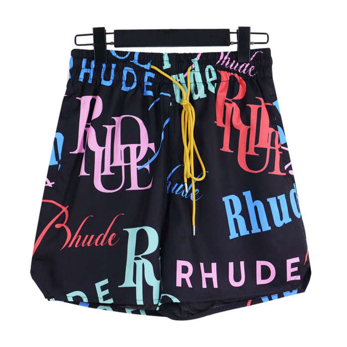 Printed all over with multiple colorful fonts logo drawstring shorts 2 colors