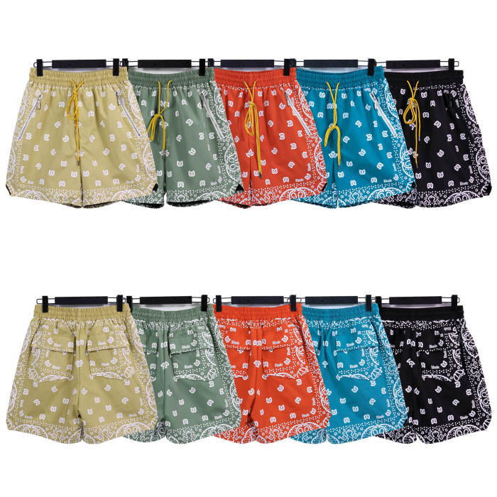 Vintage full print cashew flower cotton drawstring shorts 5 colors