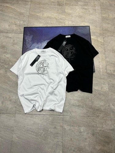 Solid Color Fuzzy Logo Round Neck Tee 2 colors