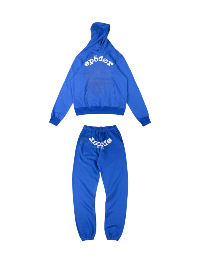 New Colors Foam Letters Light Spider Web Hoodie & Pants Set