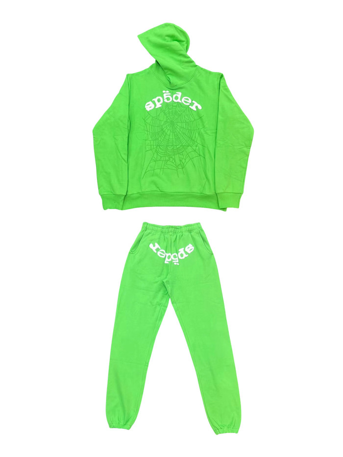 New Colors Foam Letters Light Spider Web Hoodie & Pants Set