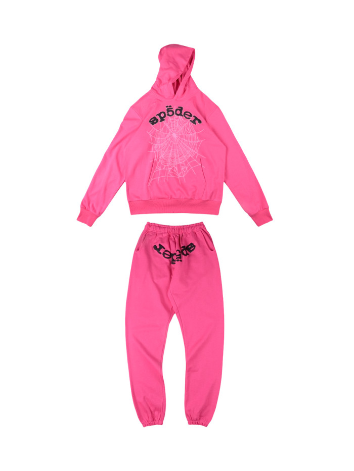 New Colors Foam Letters Light Spider Web Hoodie & Pants Set