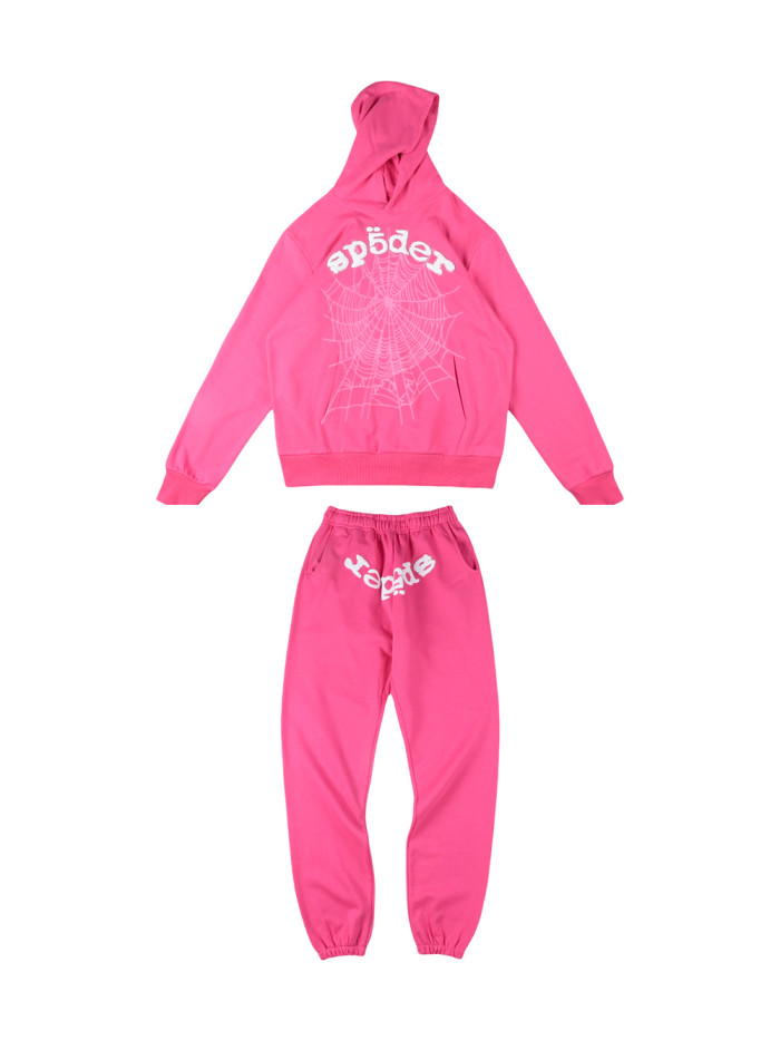 New Colors Foam Letters Light Spider Web Hoodie & Pants Set