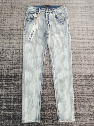 1:1 quality version Light colored washed and brushed distressed denim jeans