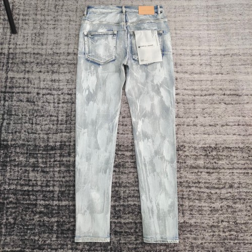 1:1 quality version Light colored washed and brushed distressed denim jeans
