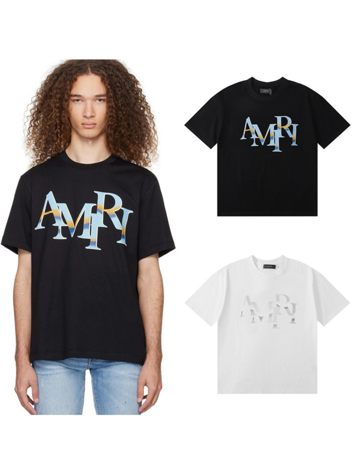 Gradient Mismatched Letter Print Tee 2 colors