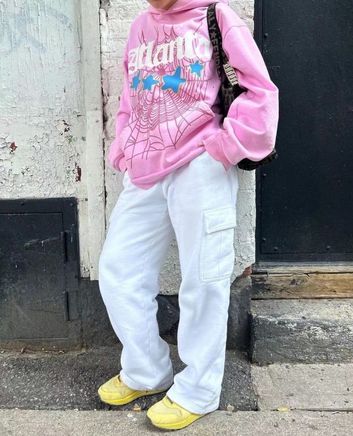 1:1 quality version Pink Atlanta Hoodie & Pants Set