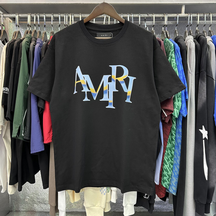 Gradient Mismatched Letter Print Tee 2 colors