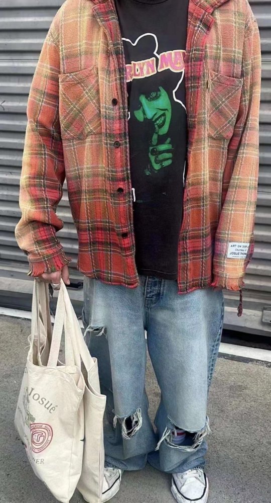 [Big & Tall for weights up to 260 lbs]1:1 quality version Jet Brushed Gradient Plaid Shirt