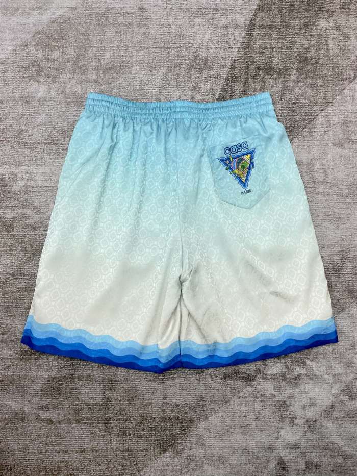 1:1 quality version Silk gradient dark jacquard shirt & shorts set