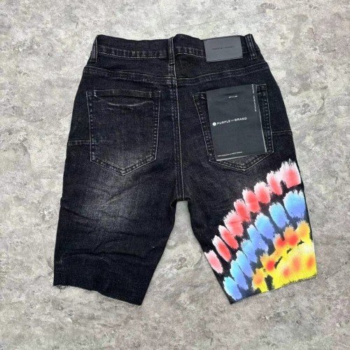 1:1 quality version Creative Paint Tie-Dye Printed Ripped Denim Shorts