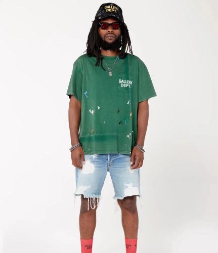 1:1 quality version Hand Painted Splash Ink Pocket Tee 2 colors