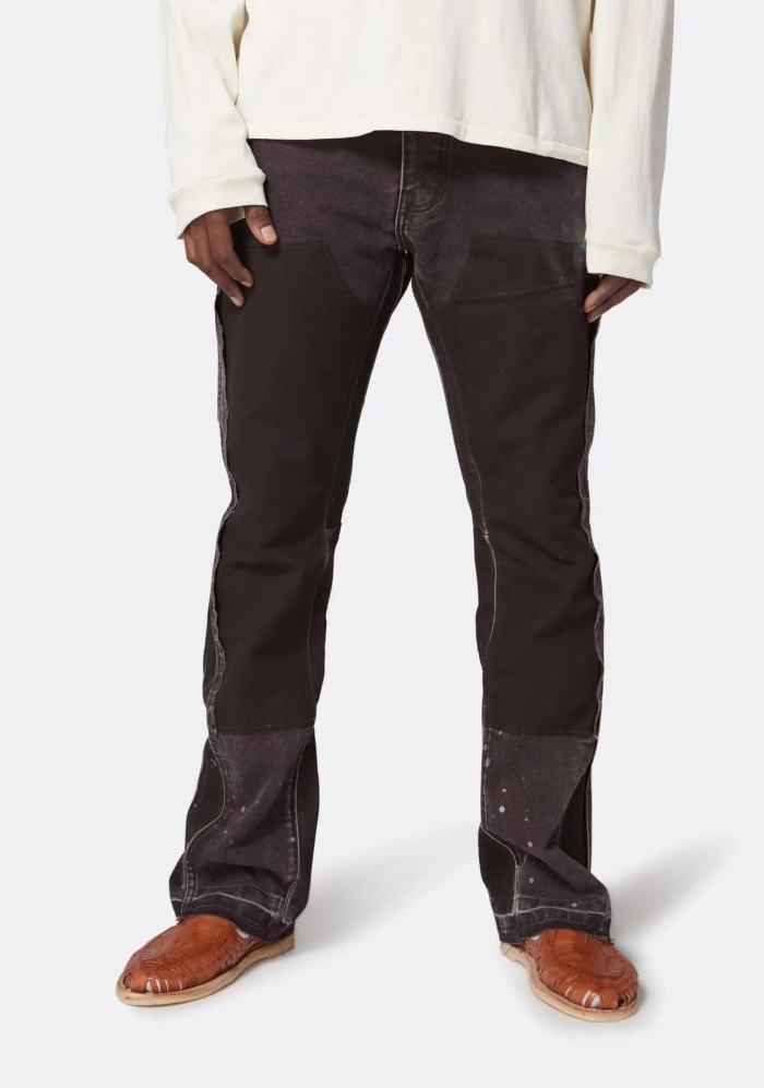 1:1 quality version Colorful Ink Splash Patchwork Work Pants