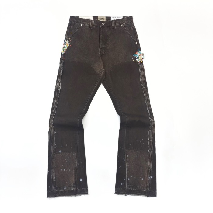 1:1 quality version Colorful Ink Splash Patchwork Work Pants