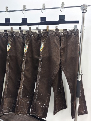 1:1 quality version Colorful Ink Splash Patchwork Work Pants