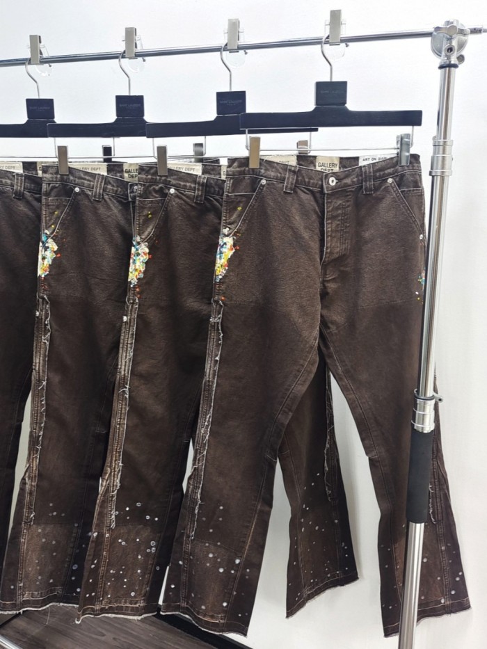 1:1 quality version Colorful Ink Splash Patchwork Work Pants