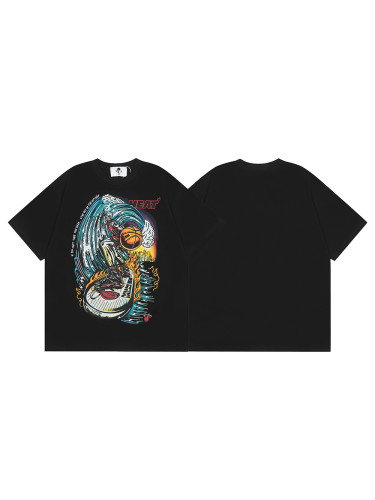 Skull Surf Basketball Print Tee