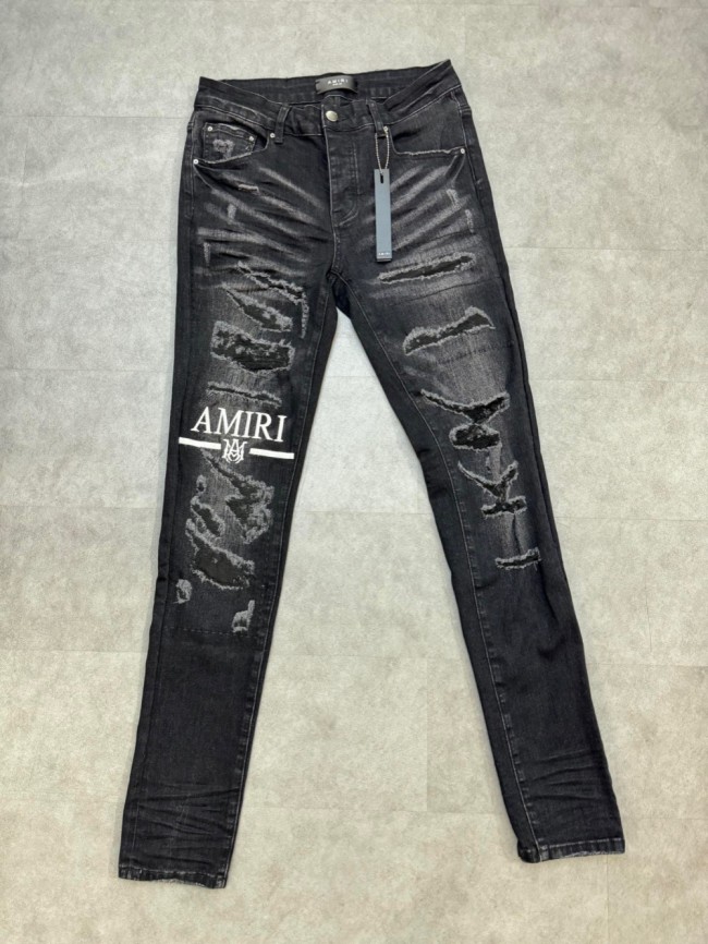[buy more save more] 1:1 quality version AM monogrammed embroidered logo ripped jeans