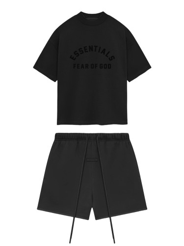 1:1 quality version Arc Letter Tee & Patchwork Colorblocked Wrap Shorts Set