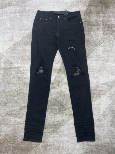 1:1 quality version Ripped Patch Jeans with Rhinestones