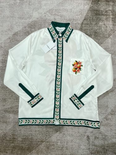 1:1 quality version Orange Floral Resort Style Silk Long Sleeve shirt
