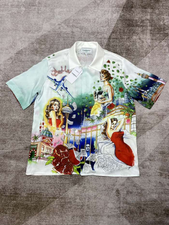 1:1 quality version Silk Movie Poster Style Portrait Print Collar shirt