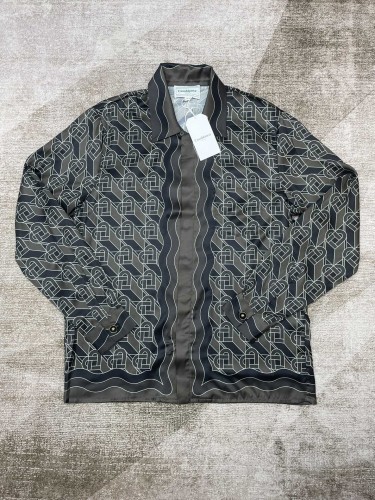 1:1 quality version Silk full print dark heart lapel single-breasted shirt & pants set