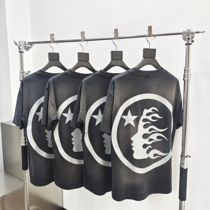 [Big & Tall for weights up to 260 lbs]1:1 quality version HS Blue Gray Logo Washed Version Tee with NFC tag