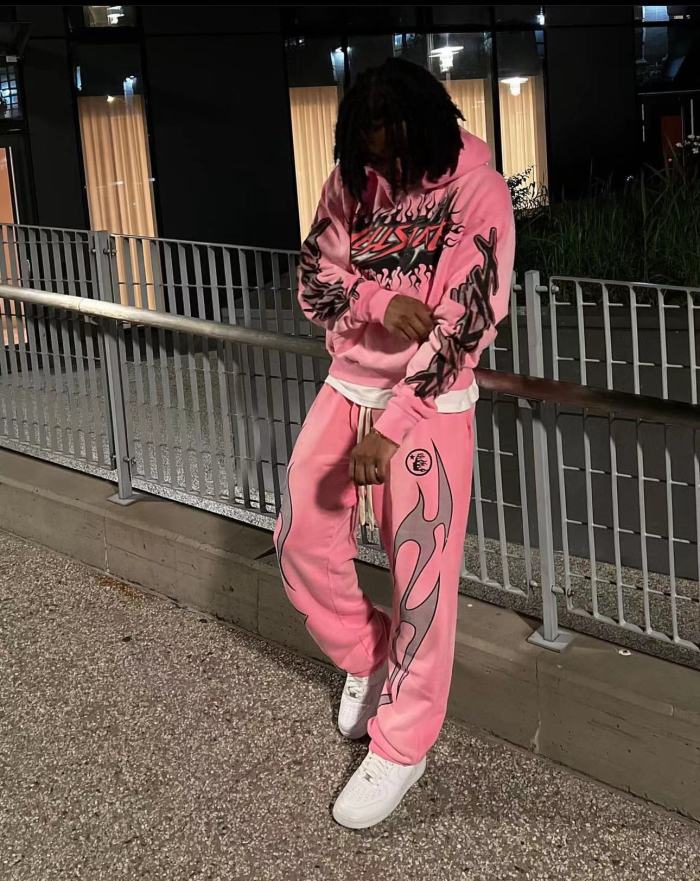 [Big & Tall for weights up to 260 lbs]1:1 quality version HS Silver Flame Pink Straight Leg Pants with NFC tag