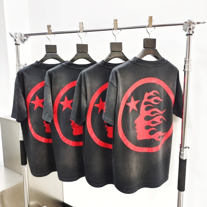 [Big & Tall for weights up to 260 lbs]1:1 quality version HS mottled monogram slogan logo washed version Tee 2 colors with NFC tag