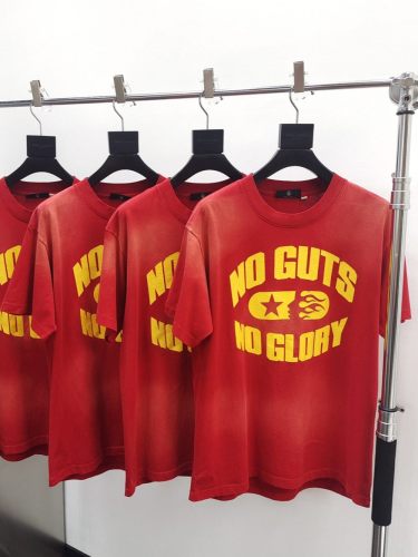 1:1 quality version Washed Version Red Bright Yellow Logo Tee with NFC tag