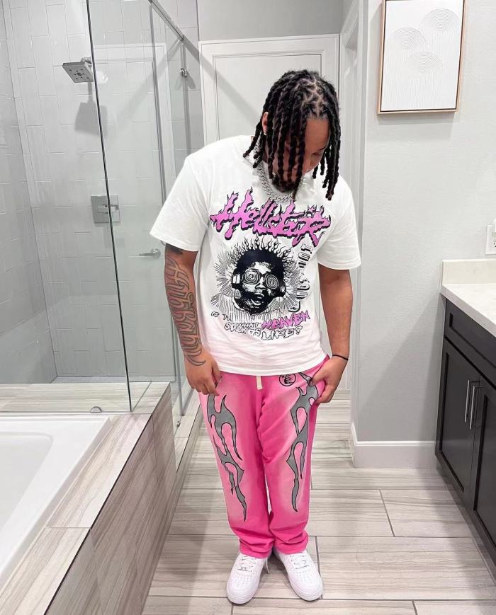 [Big & Tall for weights up to 260 lbs]1:1 quality version HS Silver Flame Pink Straight Leg Pants with NFC tag