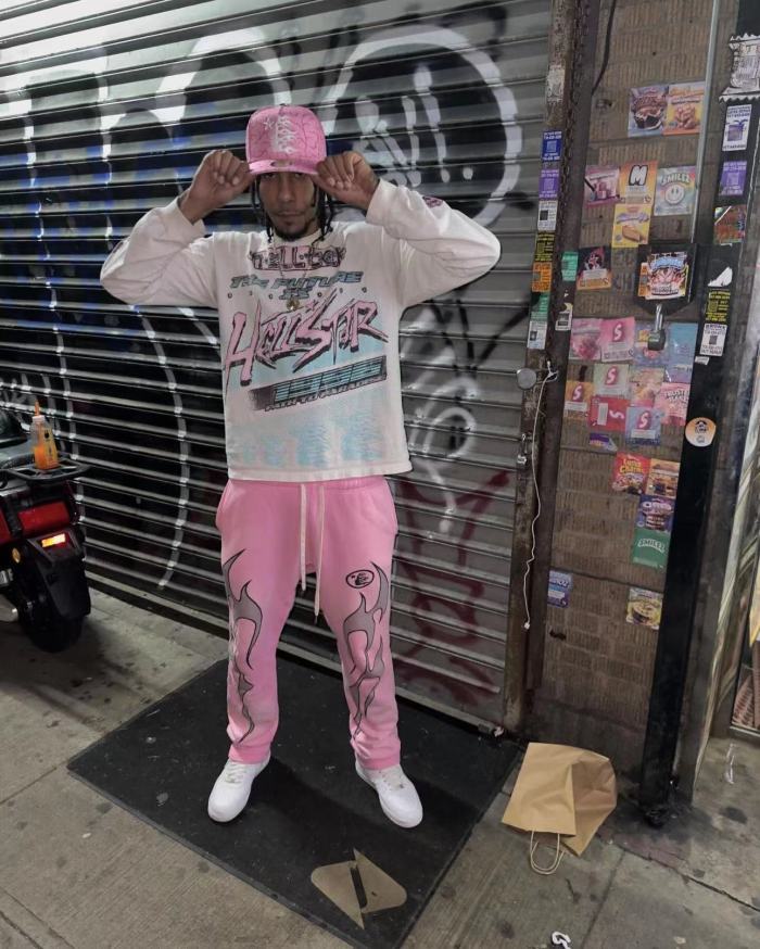 [Big & Tall for weights up to 260 lbs]1:1 quality version HS Silver Flame Pink Straight Leg Pants with NFC tag