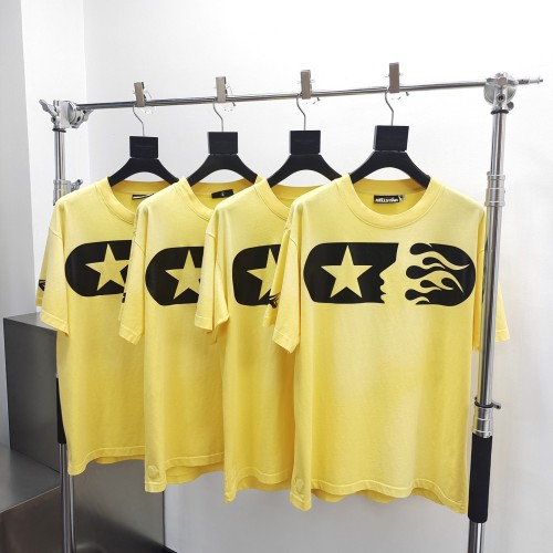 1:1 quality version Washed Version Yellow Marathon Logo Print Tee with NFC tag