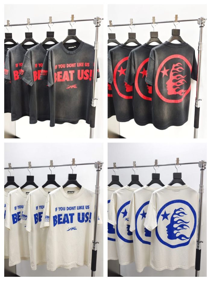 [Big & Tall for weights up to 260 lbs]1:1 quality version HS mottled monogram slogan logo washed version Tee 2 colors with NFC tag
