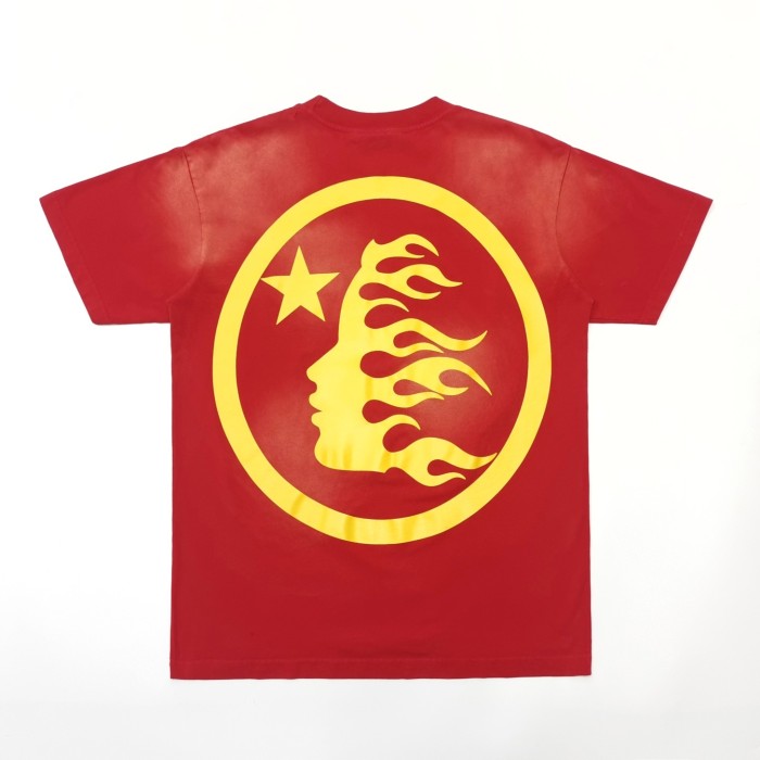 [Big & Tall for weights up to 260 lbs]1:1 quality version Washed Version Red Bright Yellow Logo Tee with NFC tag