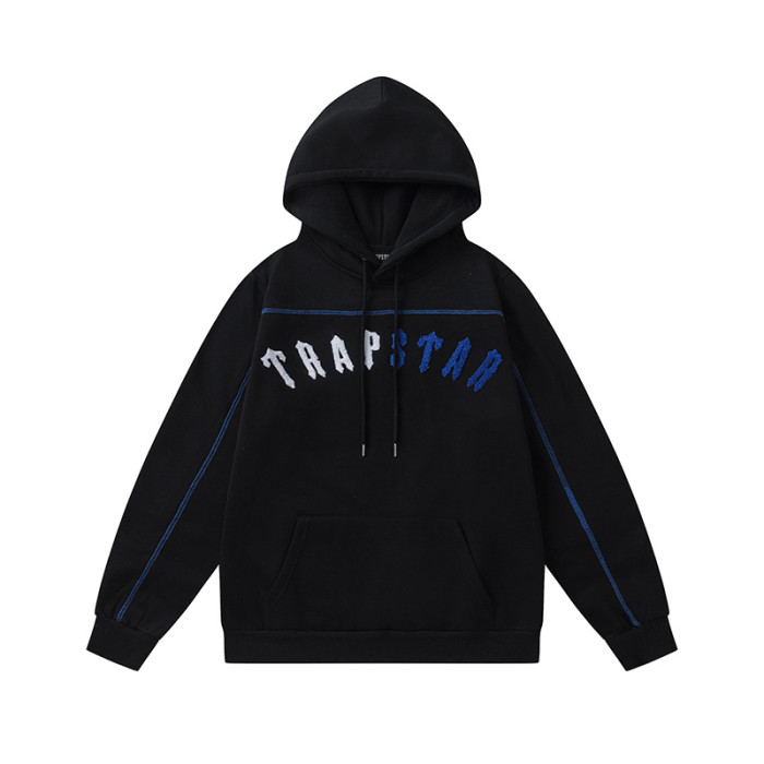 Colorblocked Towel Embroidered Letter Hoodie & Sweatpants Set