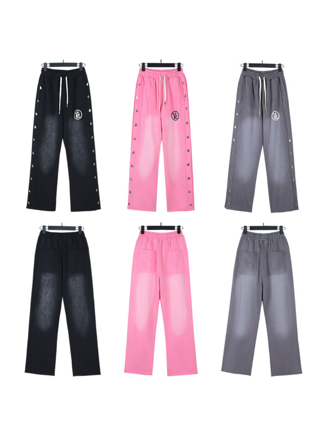 Side Seam Side Face Goddess Logo Ribbed Washed Version Pants