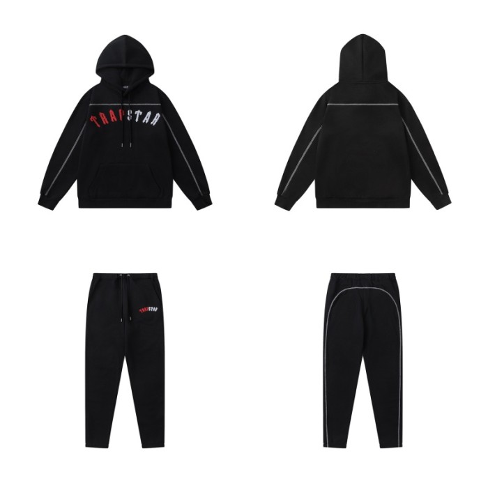 Colorblocked Towel Embroidered Letter Hoodie & Sweatpants Set
