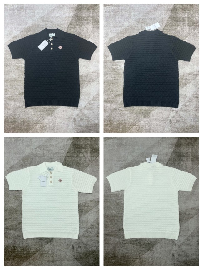 1:1 quality version Diamond dark pattern jacquard pearl buttons lapel polo shirt 2 colors