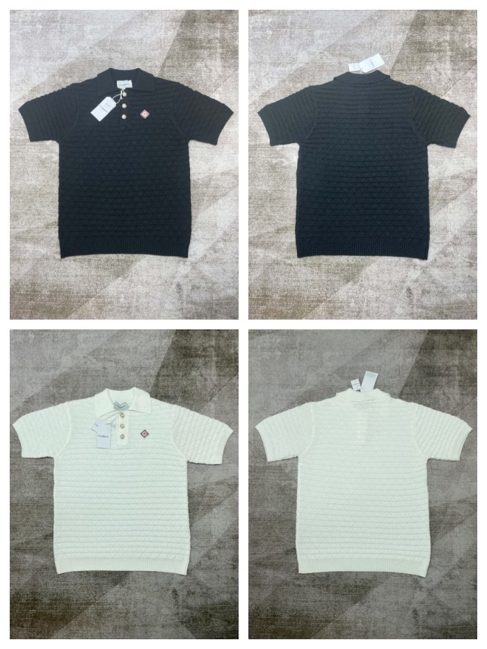 1:1 quality version Diamond dark pattern jacquard pearl buttons lapel polo shirt 2 colors