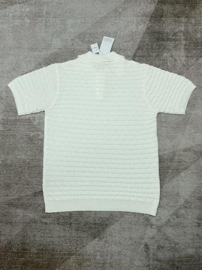 1:1 quality version Diamond dark pattern jacquard pearl buttons lapel polo shirt 2 colors