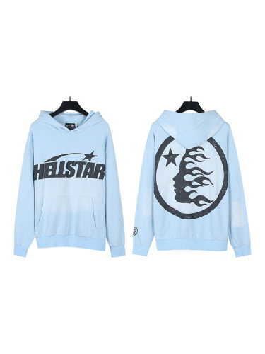 Washed Blue Logo Print hoodie
