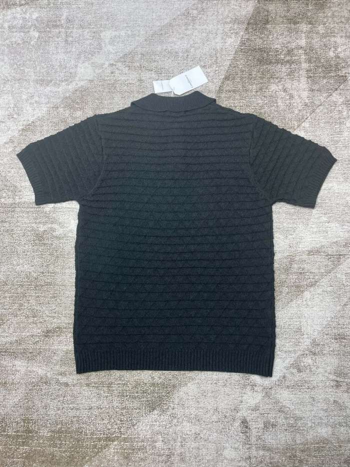 1:1 quality version Diamond dark pattern jacquard pearl buttons lapel polo shirt 2 colors