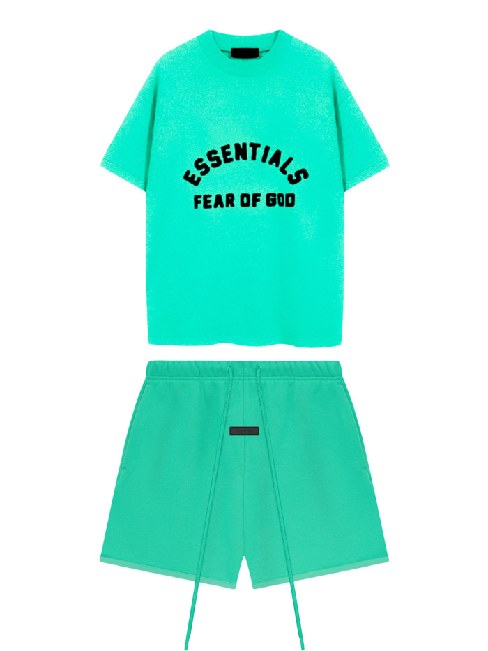 1:1 quality version 24SS Half Arc Dimensional Silicone Alphabet Tee & Shorts Set 3 colors