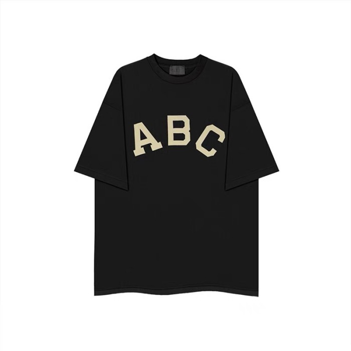 1:1 quality version Flocked chest lettering ABC tee 2 colors