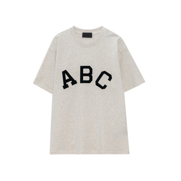 1:1 quality version Flocked chest lettering ABC tee 2 colors