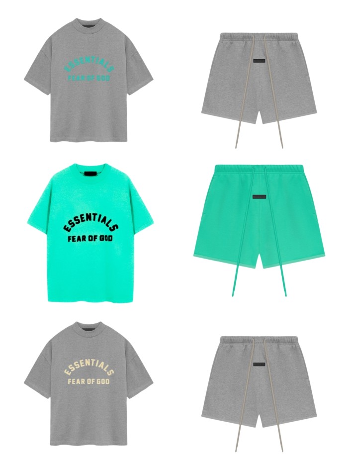 1:1 quality version 24SS Half Arc Dimensional Silicone Alphabet Tee & Shorts Set 3 colors